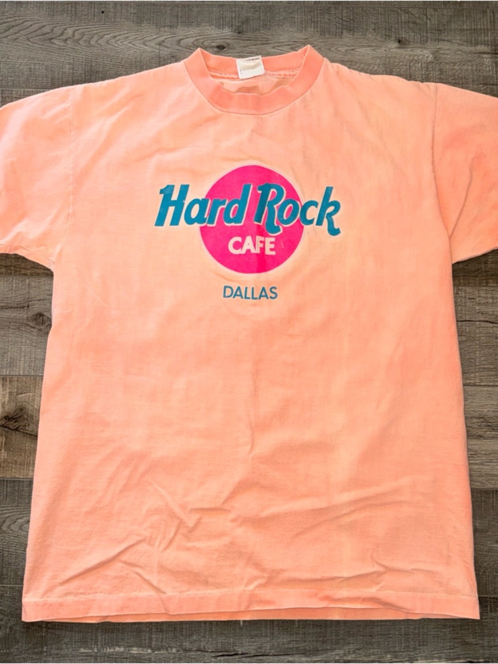 Hard Rock Cafe Dallas Men's Peach Logo T-Shirt faded OSFA save the planet